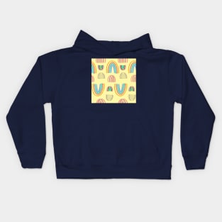 Boho Rainbows canary yellow Kids Hoodie